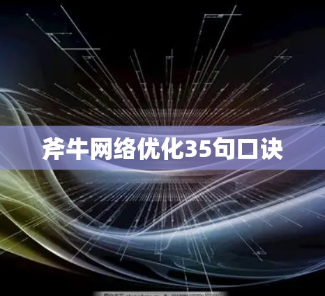 斧牛网络优化35句口诀 斧牛网络优化35句口诀
